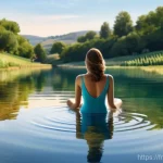 Home 22 블루 운동 처방을 위한 인센티브 프로그램 개발 - **Prompt 1: Serene Lakeside Reflection**
"A tranquil scene featuring a woman in her late 20s, si...